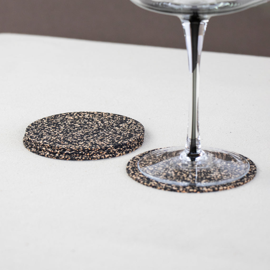 Dash Recycled Rubber & Cork Coasters | Round