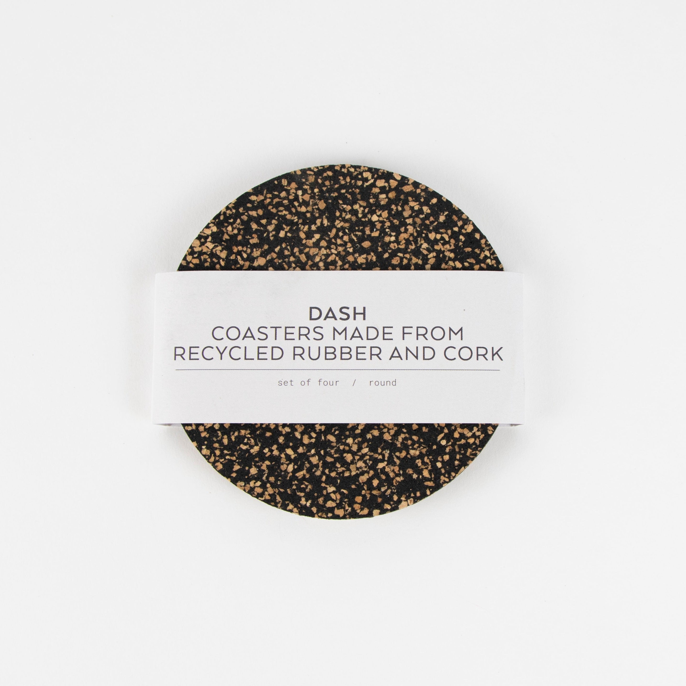 Dash Recycled Rubber & Cork Coasters | Round