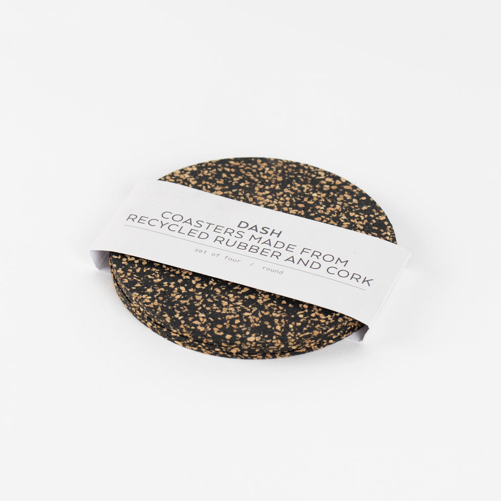 Dash Recycled Rubber & Cork Coasters | Round