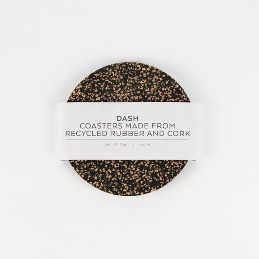 Dash Recycled Rubber & Cork Coasters | Round