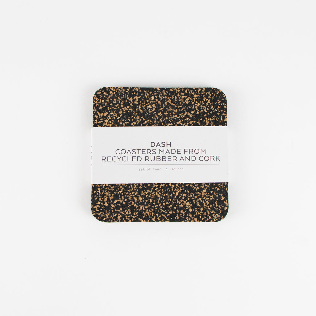 Dash Recycled Rubber & Cork Coasters | Square